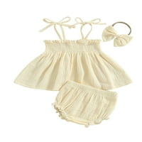 SUNISERY TODDLER BABY Girl Vest Shorts Outfits Ljeto bez rukava kravata rukavice + kratke hlače + trake