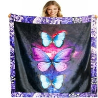 Leptir pokrivač ugodan mekani flanel bacajte pokrivače ljubičasti leptir tematski pokloni za žene za