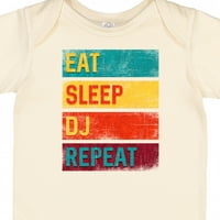 Inktastic DJ jede spavanje DJ Ponovite glazbeni poklon dječji dječak ili dječji dječji bodysuit