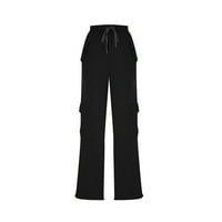 Teretne pantalone Women plus size Jednobojni labavi povremeni elastični džepovi za crtanje elastičnih