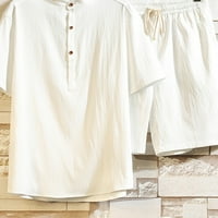 Dyegold Ljeto odijelo za muškarce Pamuk posteljina od labavih hlača na plaži Odmor na plaži Lounge setovi