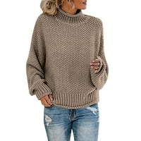 PIMFYLM dugi pulover džemperi za žene pulover džemperi obrezani kaki l