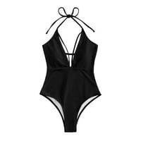 Ženska čvrsta boja modni duboki V izrez jednodijelni kupaći kostimi za kupaće kostimi Bikinis set