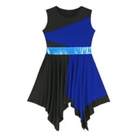 Ženska boja blok neregularni podijeljeni hem lirski pohvalite plesnu haljinu plesna odjeća plava i crna