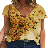Haite Dame kratki rukav V rect majica casual cvjetna štampana majica Loungewar Boho Tunic Bluza