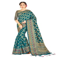 Elina Fashion Sarees za žene Indijski vjenčanje Diwali Patola Art Silk Woven Rad Saree, Sari sa nepropuštenom