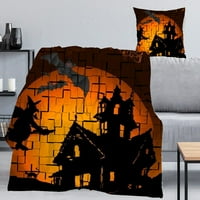 Halloween pokrivač s jastukom, tamnom horor pokrivač za dnevni boravak spavaći za spavaću sobu estetski