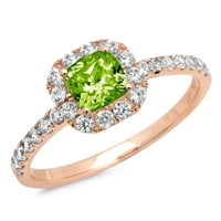 1. CT sjajna princeza Clear Simulirani dijamant 18k Rose Gold Halo Solitaire sa Accentima prsten sz