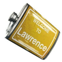 Flask žut cestovni znak Dobrodošli u Lawrence