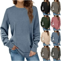 Pokloni za žene prevelike majice dugih rukava Majice pulover Solid Color Dressy Tops Teen Girls Trendy