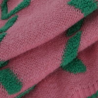 Modni geometrijski gumb prema dolje kardigan džemperi za žene za zimske vrhove opušteni fit utočani skakač otvoren prednji dugi rukav pulover džemper Pink L