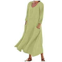 Ženska pamučna i posteljina košulja haljina casual labave maxi haljine