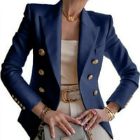Floleo Cleariance Fall odjeća za žene Ženske tipke Dugi rukav Solid uredski kaput Cardigans Jakna Duga