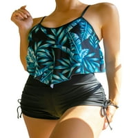 LieReram Ženski kupaći kostim listom Bikini BRA Camisole i elastične kratke hlače od plaže odjevanje