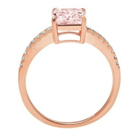 2. CT sjajan momak simulirani ružičasti dijamant 14k Rose Gold Solitaire sa Accenting prstenom SZ 3.5