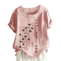 Posteljine za žene, ženske ljetne pamučne majice kratki rukav slatki cvjetni grafički grafički tees