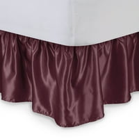 Satenska ruffled suknja s platformom, Twin XL, Burgundija, 21 Kapljičana posteljina - otporna na bore