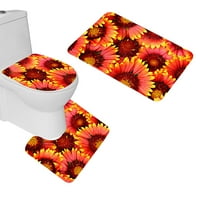 Crveno žuti cvjetovi kupatilo za kupatilo set za kupac Contour mat i poklopac poklopca
