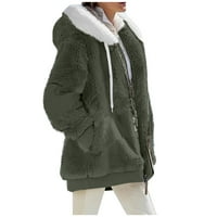 SKSLOEG PLUS Veličina Ženski kaputi sa haudom moda Žene Topla Fau kaput jakna Zimski patentni zatvarač