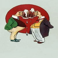 Sjajna vintage njemačka razglednica od dva muškaraca tost pije iz svojih vrata. Poster Print nepoznato
