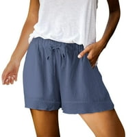 Žene ležerne kratke hlače izvlačenje elastičnih struka ruffle hem ljetne kratke hlače udostom džepom