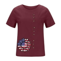 Majice za žene Dan nezavisnosti Ljeto Ženski kratki rukav Clat Cvjetni print Fit tiskani TOP THIrts