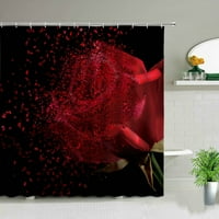 3D kreativnost Crveni ružini zastori za tuširanje vodootporne kupaonice poliesterska poliesterska zaljubljena