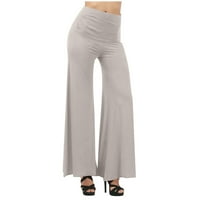 Yanhoo ženske labave pantalone plus veličina široke noge gamaše visoke strija za struku joga flare hlače