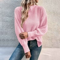 Bnwani Fall džemperi za žene Trendy dugačka puna boja Crewneck Dugi rukav Top pulover okrugli vrat Ružičasti