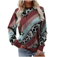 Leopard Striped pulover pulover za žene plus veličine casual dugih rukava Crewneck Teses majica proljeće