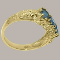 Britanci napravio 14k žuto zlato Real Erinein London Blue Topaz ženski Obećani prsten - Veličine opcije