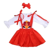 Rovga Girls Outfit Set Odjeća Djevojka Pumpkin Turska Majica Polka Dot Bind Remed suknja set za 4 godine