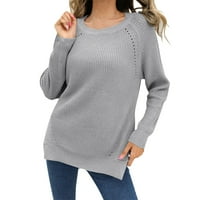 Entyinea ženski polo džemper prevelizirani turtleneck džemper trendi rebrasti pleteni pulover Tunički
