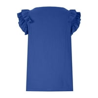 Ljetni ženski vrhovi stanja labavog leganog ruffle bez rukava V izrez čvrste boje Osnovne majice Bluza