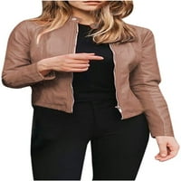 FCPHOME multibolor ženski kaput dame lapel motorna jakna kaputa, zipper biciklista kratka obrezirana