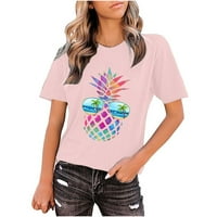 Ljetni vrhovi za žene ananas tiskane majice za žene sa dizajnom grafičkim tinima kratki rukav vrhovi