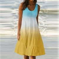 Ležerna haljina za žene Ljeto okruglo vrata bez rukava bez rukava na plaži Swing Fashion Midi haljine