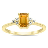 Ženski citrinski i dijamantski regal prsten u žutom zlatu od 10k
