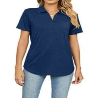 Niuer Women Majica Solid Color Ljetni vrhovi kratki rukav majica Labavi tee rever izrez Tunika Bluza
