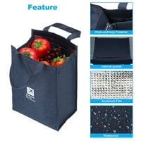 Uxcell 9 izolirane vrećice za ručak prijenosne bento vreće toplotne ručke tote s unutarnjim džepom plavim