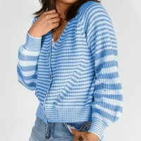 Zimski džemperi za žene plus veličine dame jesen i zimski prugasti šivanje V-izrez džemper pletene džemper