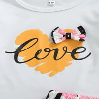 Fanvereka Toddler Baby Girl Suknja Outfit Heart Valentinovo Ispiši pulover s dugim rukavima + kratke