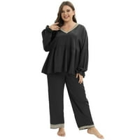 Xmarks Plus Veličina Žene Setovi padajućeg pidžame, čipkasti patchwork salon za spavanje Ladies PJS