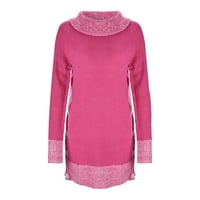 Ženski džemperi padaju džemper od džutaca sa džemper od punog boja pletena dugačka topska ružičasta