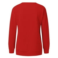 Hanas vrhovi ženske casual modne božićne tiskane pulover s dugim rukavima TOP crveni XL