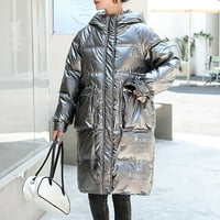 Tkinga modna ženska zimska modna dugačka kaputa od kapuljača sa koljena - XXL
