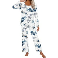 Žene Dvije jesenske odjeće udobne cvjetne setove TrackSit set Print Sleep Sleep Hlače setovi Loungewear