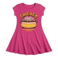 Instant poruka - Chicago Hot Dog Skyline - Toddler i Youth Girls Fit & Flare haljina