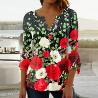 Bluze za žene obične tuničke ljetne vrhove Dressy Casual Bell kratki rukav V izrez opružne bluze ekousne