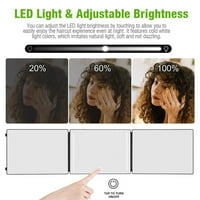 Sklopivi ogledalo za rezanje kose Prijenosni 360 ° ogledalo W LED svjetlo